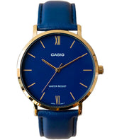 Casio Men's Watch Analog, Blue Dial Blue Leather Strap, MTP-VT01GL-2BUD