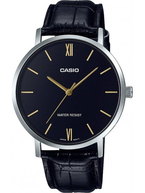 Casio men analog watch, black dial with comfortable strap, model CS-MTP-VT01L-1BUDF, Bahrain