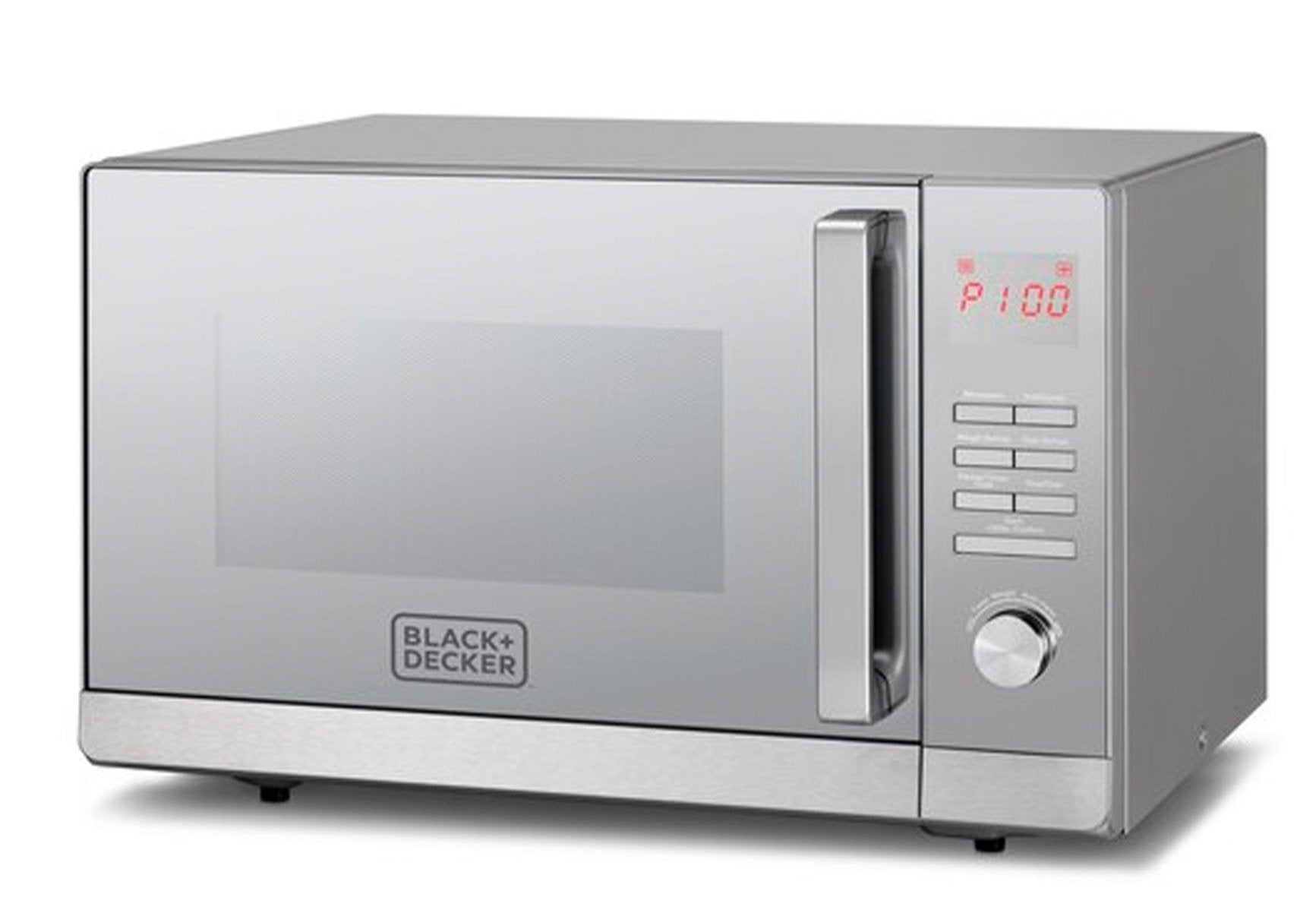 Black+Decker, 30L Lifestyle Microwave Oven with Grill Mirror Finish Silver, MZ30PGSSB5