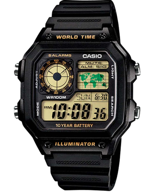 Casio men analog watch, black dial with comfortable strap, model CS-AE-1200WH-1BVDF, Bahrain