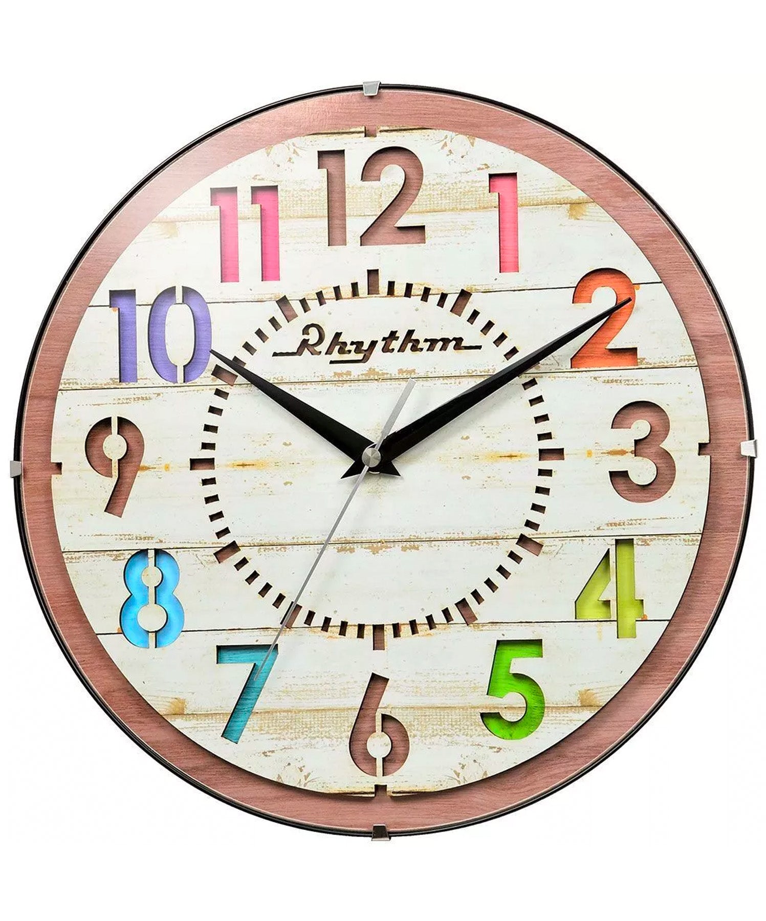 Rhythm, Wooden Colorful Decor Analog Wall Clock, CMG778NR07