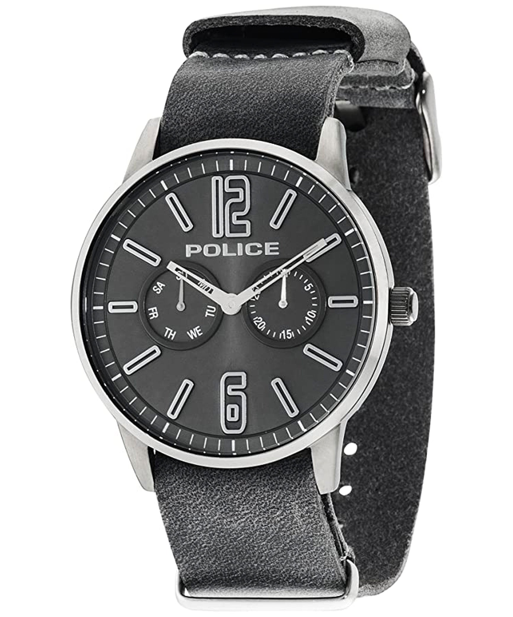 Police men analog watch, black dial with comfortable strap, model PO-P14766JSU-61, Bahrain