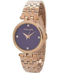 Police Women's Watch Analog, Pyramid Blue Dial Gold Stainless Band, P14870BSR-15