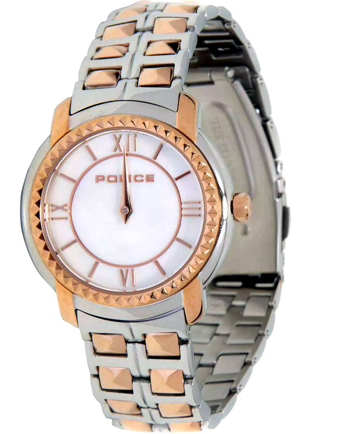 Police Women's Watch Analog, White Dial Silver & Gold Stainless Band, P15442LSTG-2