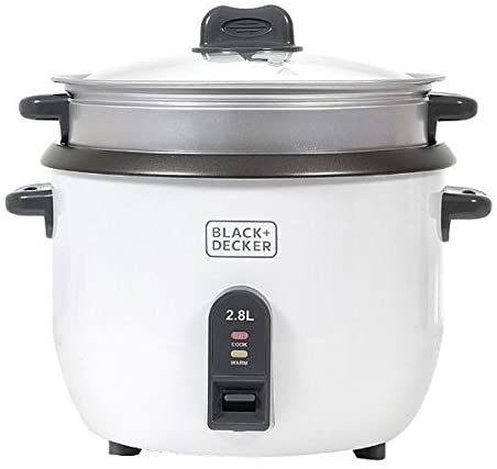 Black+Decker, 1100W, 2.8 L 11 Cup Rice Cooker, White, RC2850