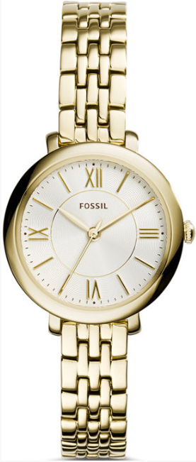 Fossil Women's Watch Analog, Jacqueline Silver Dial Gold Stainless Steel Band, FW-ES3798