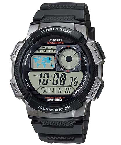 Casio men analog watch, black dial with comfortable strap, model CS-AE-1000W-1BVDF, Bahrain