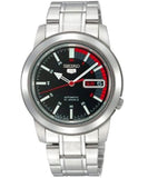 Seiko Men's Mechanical Watch, Automatic 21 Jewels Black Dial Silver Stainless Band, SNKK31J