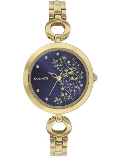 Sonata Wedding Womens Watch, Blue Dial  With Stainless Steel Strap, 8147YM04