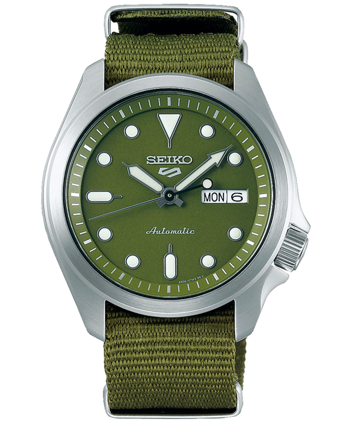 Seiko Men's Sports Mechanical Watch Analog, Green Dial Green Nylon Band, SRPE65K