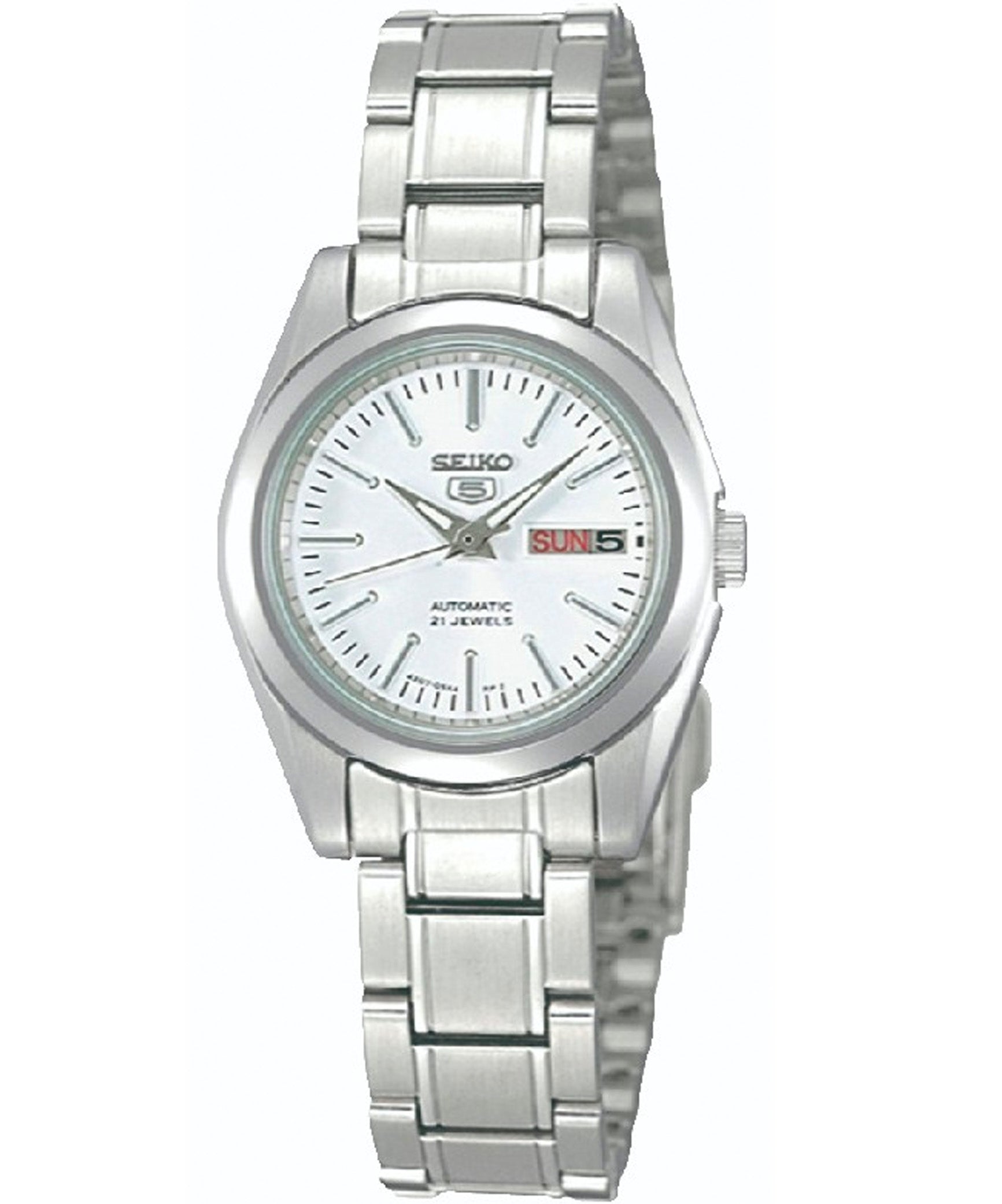 Seiko Women's Mechanical Watch Analog, White Dial Silver Stainless Band, SYMK13J