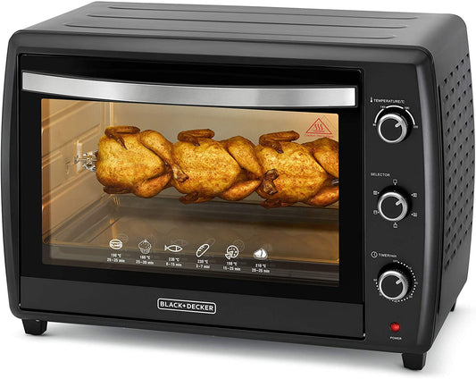 Black+Decker 70 Litres Double Glass Toaster Oven with Rotisserie, Black, TRO70RDG-B5 Toaster Oven BL-TRO70RDG