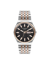Lee Cooper Men's Watch Black Dial Silver and Rose Gold Two Tone Metal Strap, LC07630.230