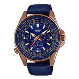 Casio, Menâ€™s Watch Analog,Blue Dial Blue Leather Band, MTP-SW320RL-2AV