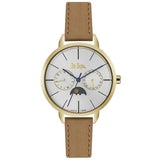 Lee Cooper Women's Watch Analog, White Dial Brown Leather Strap, LC06483.134