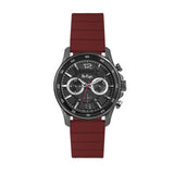 Lee Cooper Men's Watch Analog, Black Dial Red Silicone Strap , LC06844.658