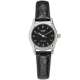 Casio, Women's Watch Analog, White Dial Black Leather Band, LTP-1094E-1ARDF