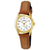 Casio, Women’s Watch Analog, White Dial Light Brown Leather Band, LTP-1094Q-7B7RD