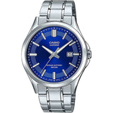 Casio, Menâ€™s Watch Analog, Blue Dial Silver Stainless Steel Band, MTS-100D-2AVDF