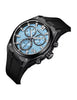 Quantum Men's Chronograph Watch Light Blue Dial Black Silicone Band, HNG1237.601