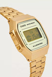Casio, Unisex Watch Vintage Collection Digital, Gold Dial Gold Stainless Band, A168WEGM-9DF