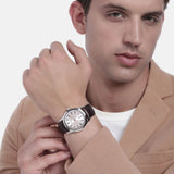 Titan Trendsetters Men's Watch Analog Silver Dial With Brown Leather Strap, 1823SL02