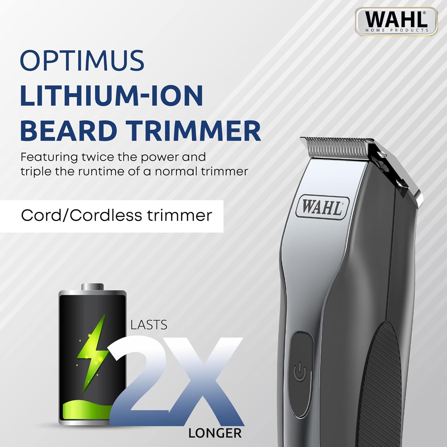 Wahl Optimus Lithium Ion 3 Pin Trimmer, Powerful Cordless Grooming for Beard & Hair  09885-027