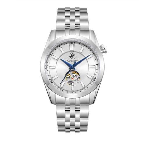 Beverly Hills Polo Club Men's Automatic Watch, Silver Dial  With Two Tone Metal Band, BP3816X.330