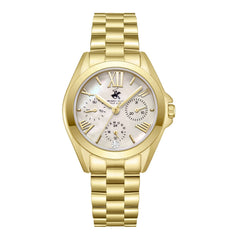 Beverly Hills Polo Club Women's Watch Analog Mother of Pearl Dial With Gold Stainless Steel Band, BP3653C.120