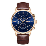 Lee Cooper Men's Watch Analog Blue Dial with Brown Leather Strap, LC08154.494