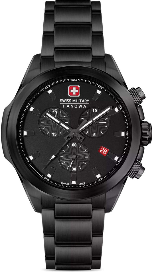 Swiss Military Hanowa Men's Chronograph Watch Black Dial with Black Stainless Steel Bracelet, SMWGI0001930