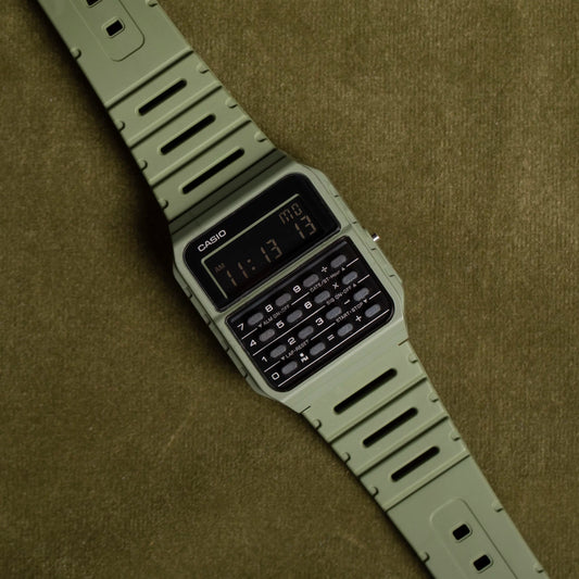 Casio Unisex Watch Vintage Collection Digital, Black Dial Green Resin Strap, CA-53WF-3BDF