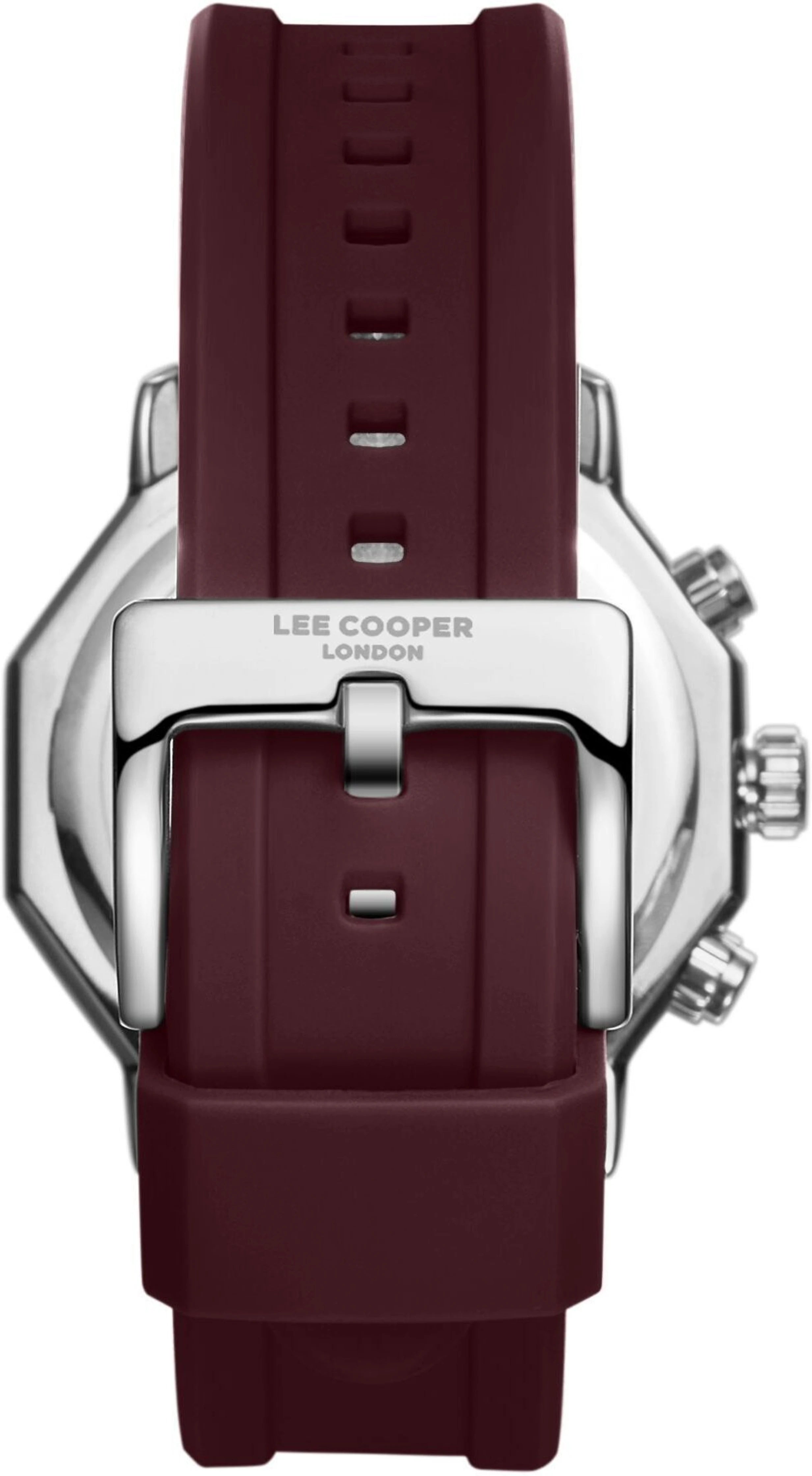 Lee Cooper Men's  Multifunction Watch Black Dial With Red Silicone Strap,LC08238.358