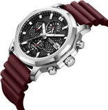 Lee Cooper Men's  Multifunction Watch Black Dial With Red Silicone Strap,LC08238.358