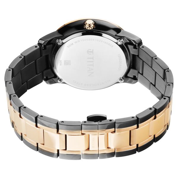 Titan Royale Men's Multifunction Watch Analog Marble Dial With  Dual-Tone Stainless Steel Band, 10002KM01