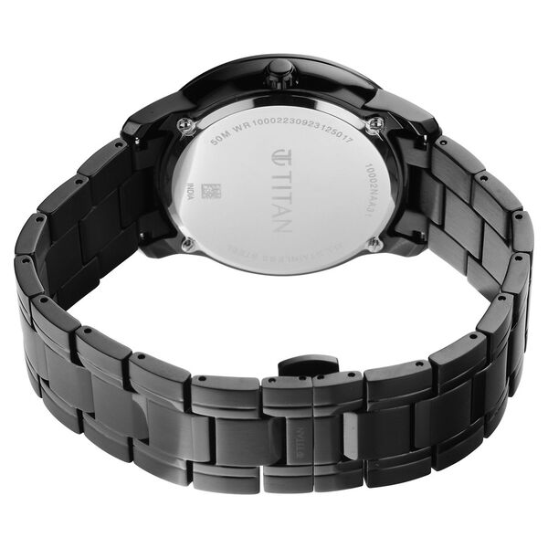 Titan Royale Men's Multifunction Watch Analog Marble Dial Black Stainless Steel Band, 10002NM01