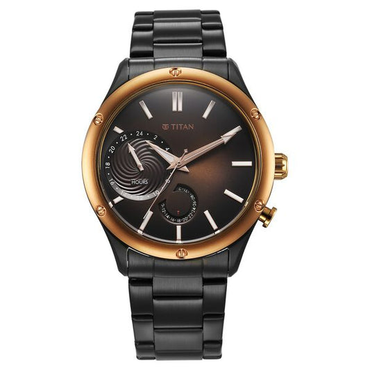 Titan, Men, Analog, Watch, Brown Dial, Stainless steel Strap, 10009KM02