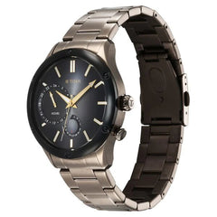 Titan Men's Multifunction Watch Black Dial With Brown Stainless Steel Band, 10009KM03