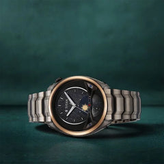 Titan Men's Multifunction Watch Black Dial With Brown Stainless Steel Band, 10010KM01