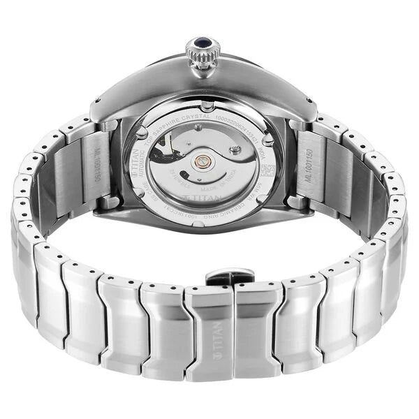 Titan Luna Men's Automatic Watch-Stellar Edition Black Dial with Silver Stainless Steel Band ,10011KM02