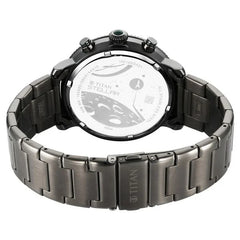 Titan Men's Multifunction Watch Green Dial With Grey Stainless Steel Band, 10012QM01