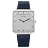 Titan Edge Quad Men's Watch Analog White Dial With Blue Leather Strap, 10017SL01