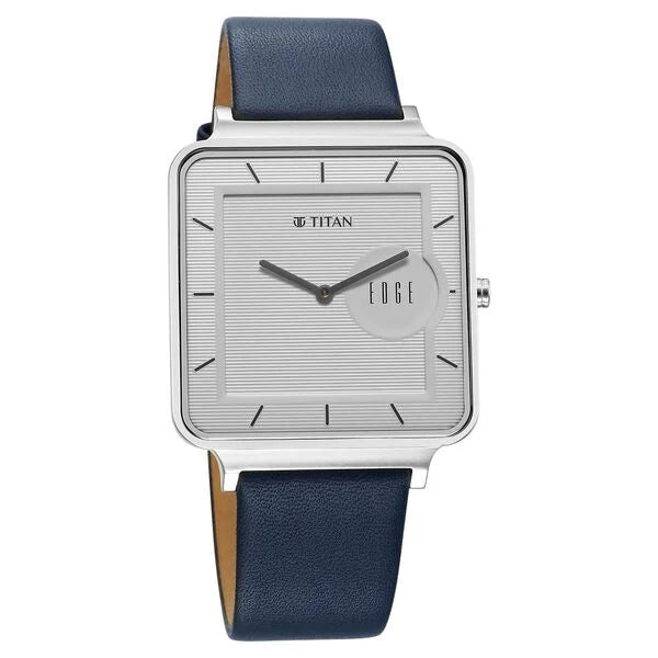 Titan Edge Quad Men's Watch Analog White Dial With Blue Leather Strap, 10017SL01