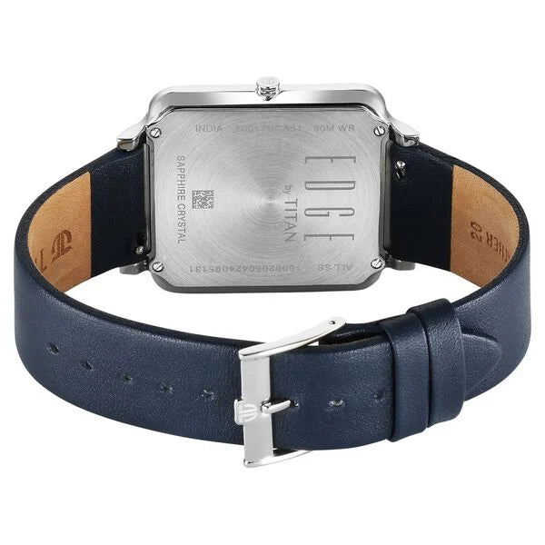 Titan Edge Quad Men's Watch Analog White Dial With Blue Leather Strap, 10017SL01