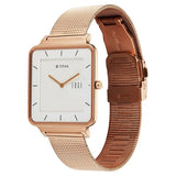 Titan Edge Quad Men's Watch Analog White Dial With Rose Gold Stainless Steel Band, 10017WM01