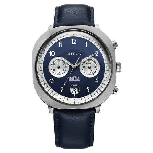 Titan, Men, Analog, Watch, Blue Dial, Leather Strap, 10022SL01