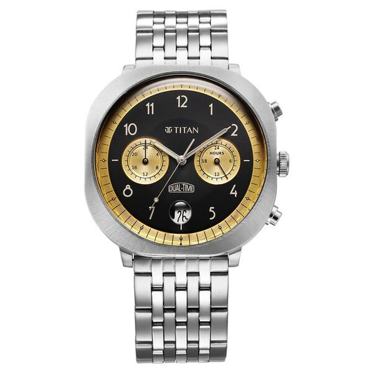 Titan, Men, Analog, Watch, Black Dial, Stainless steel Strap, 10022SM02
