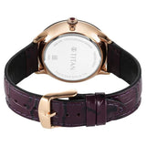 Titan Caleum Sun Moon Phase in Scarlet Red - Stellar Edition Men's Watch with Purple Leather Strap, 10028KL01