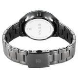 Titan Caelum Sun Moon Sub-Dial in Gunmetal Grey - Stellar Edition Men's Watch with Black Stainless Steel Band, 10028KM01
