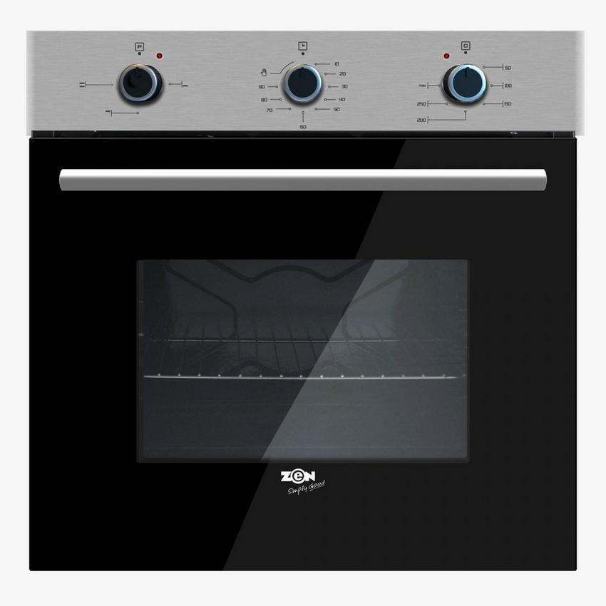 Zen Built-In Electric Oven With Grill 64L, Black/Inox, ZBEO603F